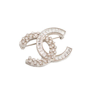 CHANEL 19V Crystal CC Brooch Brosche Silber Pre-Loved 725128 0