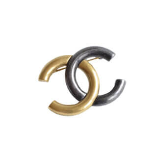 CHANEL 21P CC Brosche Brooch Gold Black Schwarz Pre-Loved 825131 0