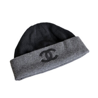 CHANEL Kaschmir Beanie Mütze Cashmere Anthrazit Grau Schwarz Pre-Loved 625128 0