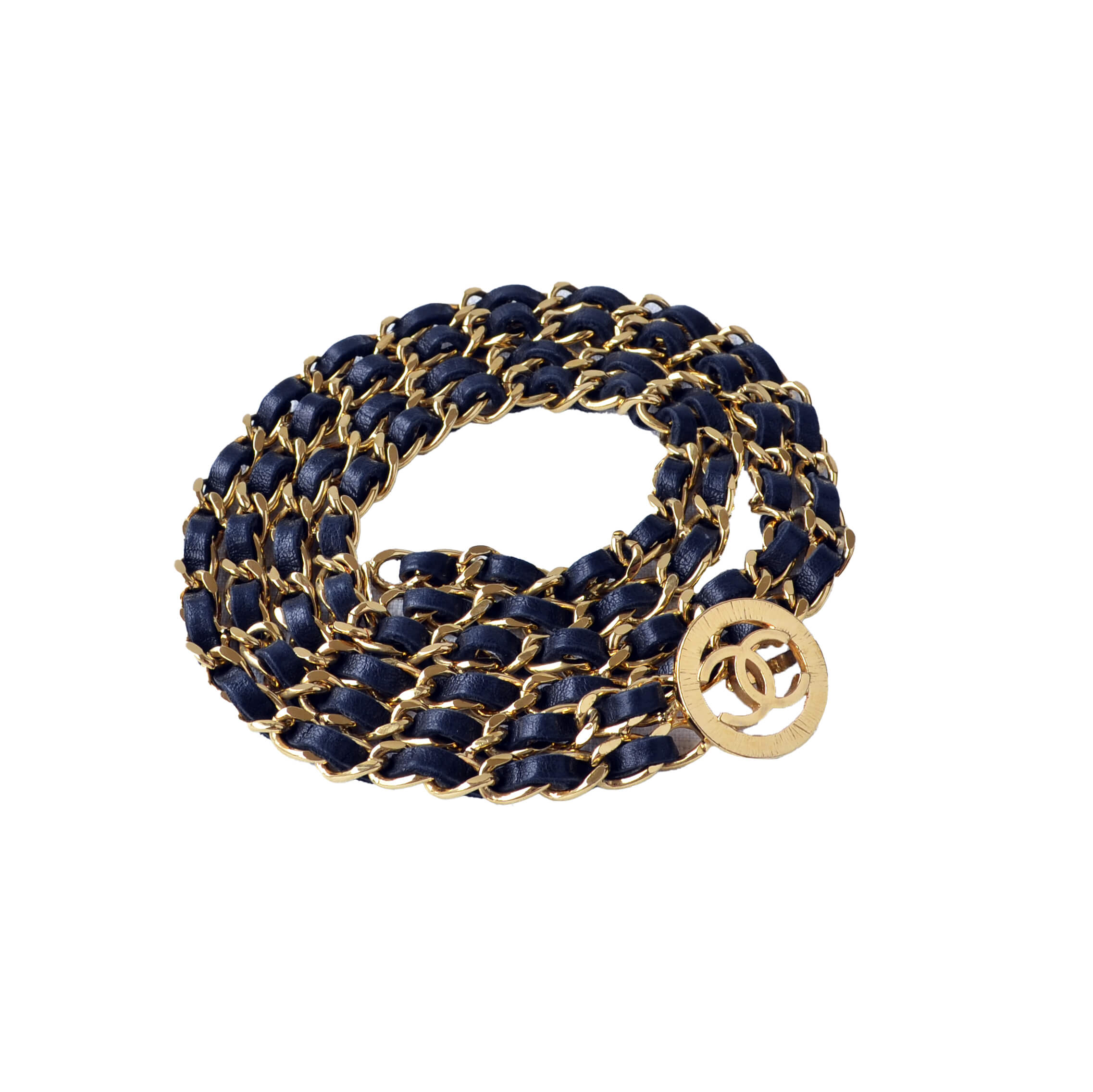 CHANEL Vintage Gürtelkette Belt Chain Schwarz Gold Pre-Loved 1025136 00