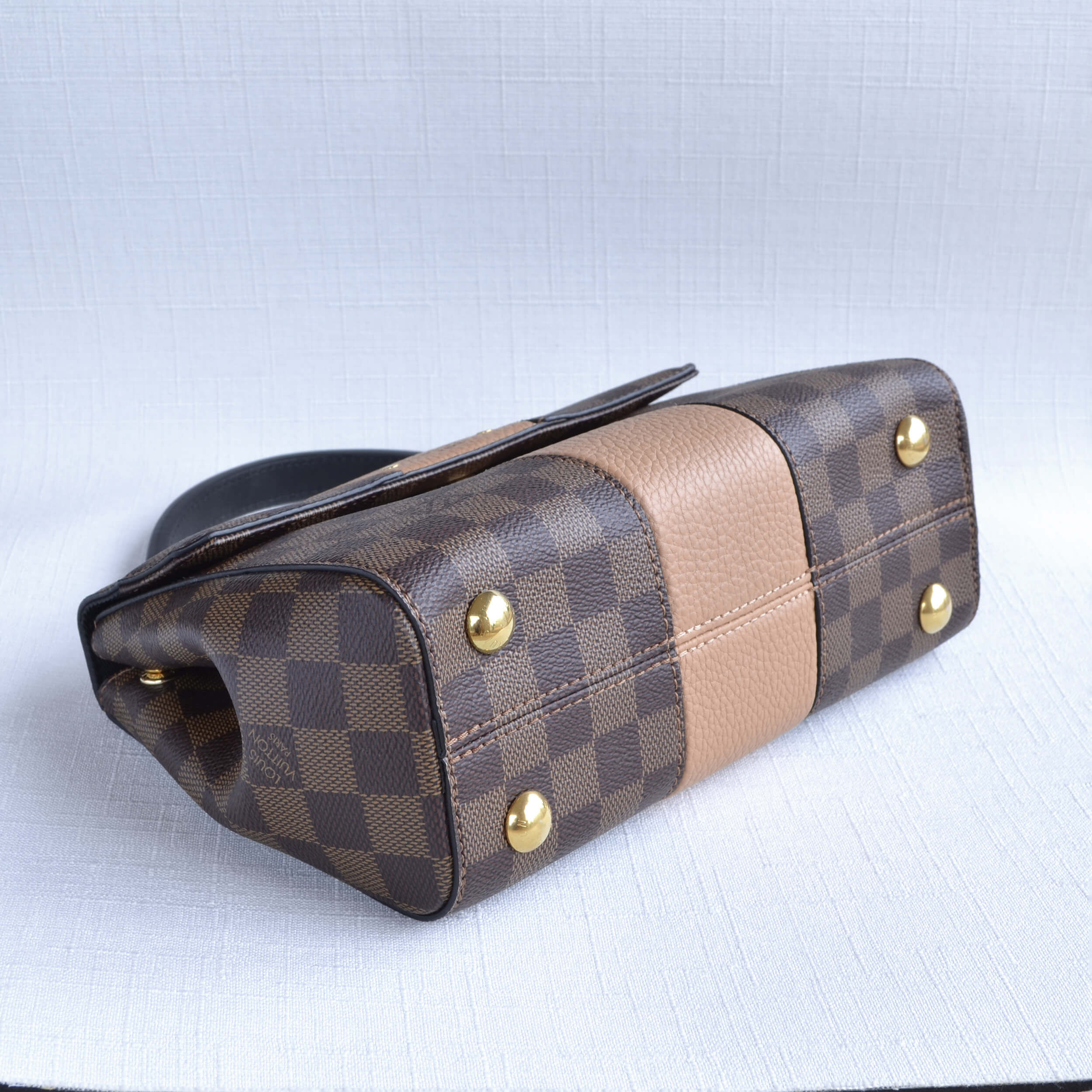 Louis Vuitton Bond Street BB Damier Ebene Beige Leder Handtasche Pre-Loved 1025220 4