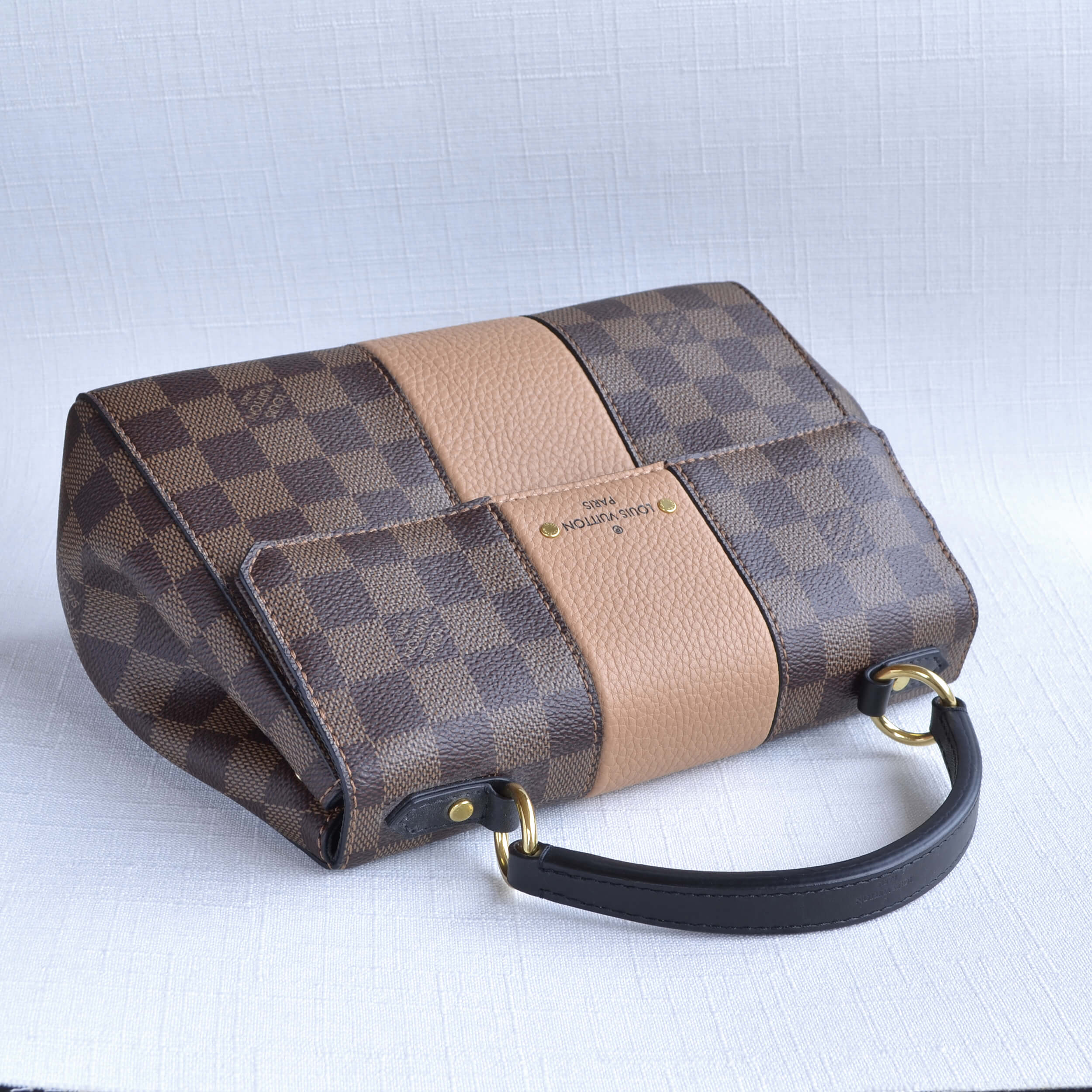 Louis Vuitton Bond Street BB Damier Ebene Beige Leder Handtasche Pre-Loved 1025220 5