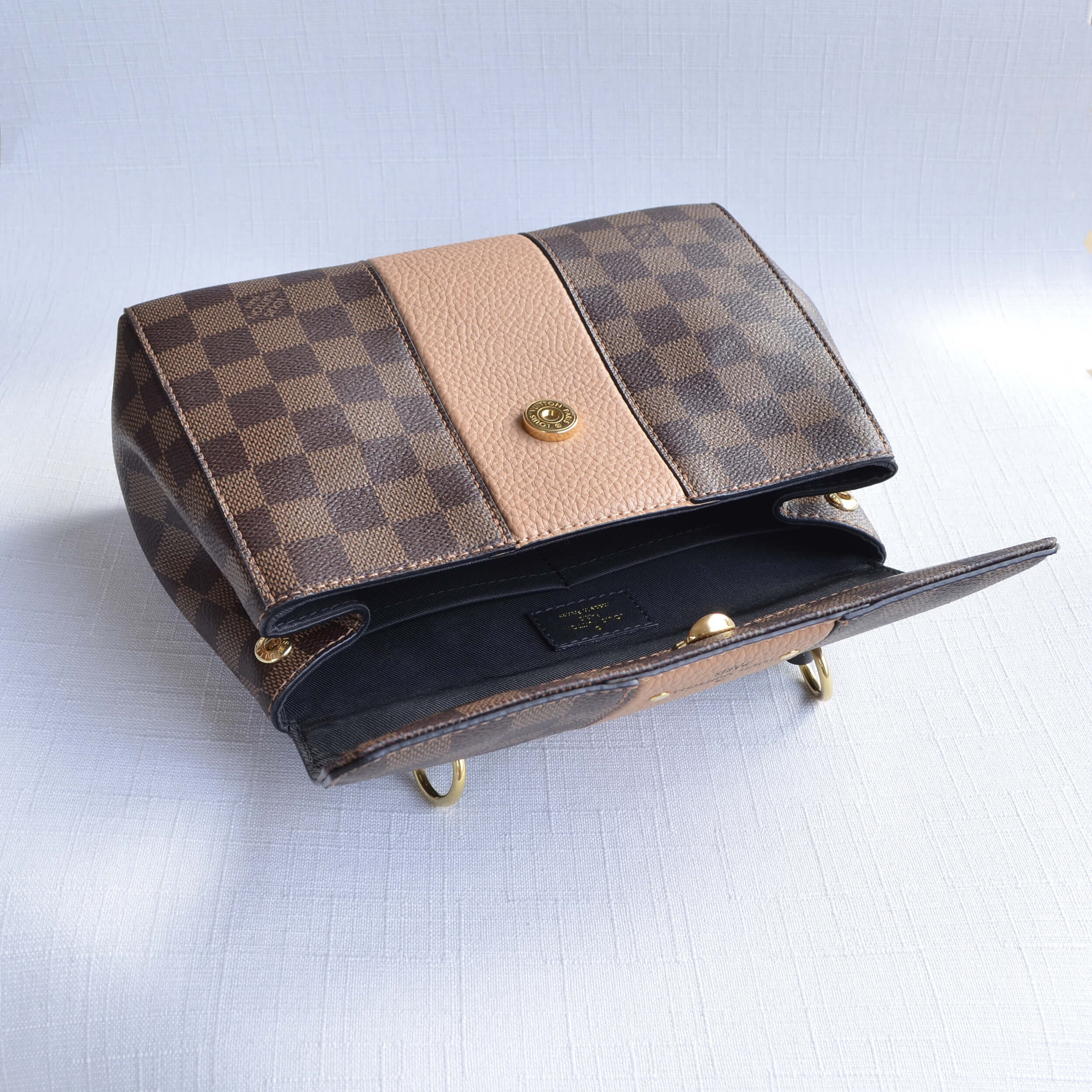 Louis Vuitton Bond Street BB Damier Ebene Beige Leder Handtasche Pre-Loved 1025220 6