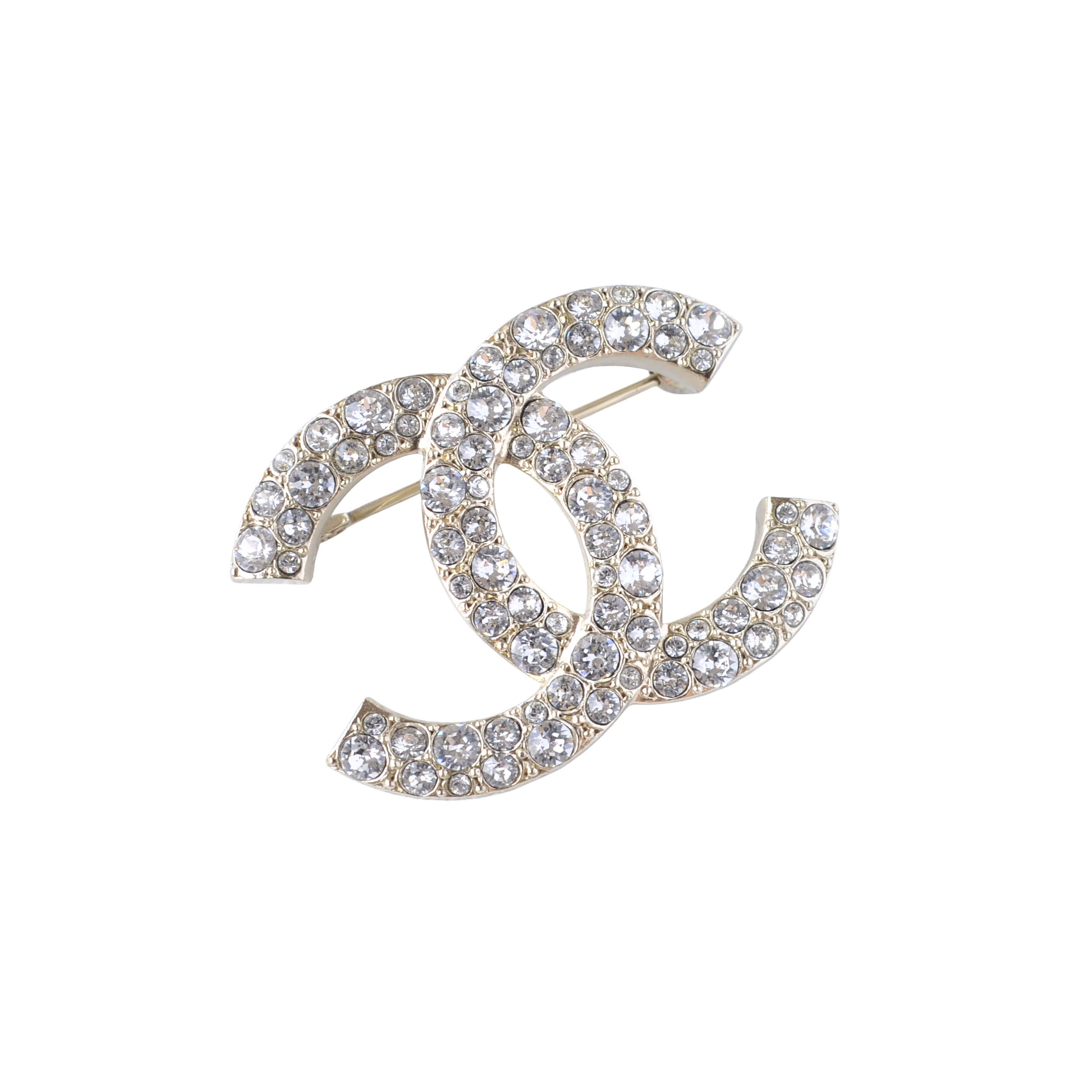 CHANEL 21V CC Crystal Strass Brosche Brooch Gold Pre-Loved 1125144 0