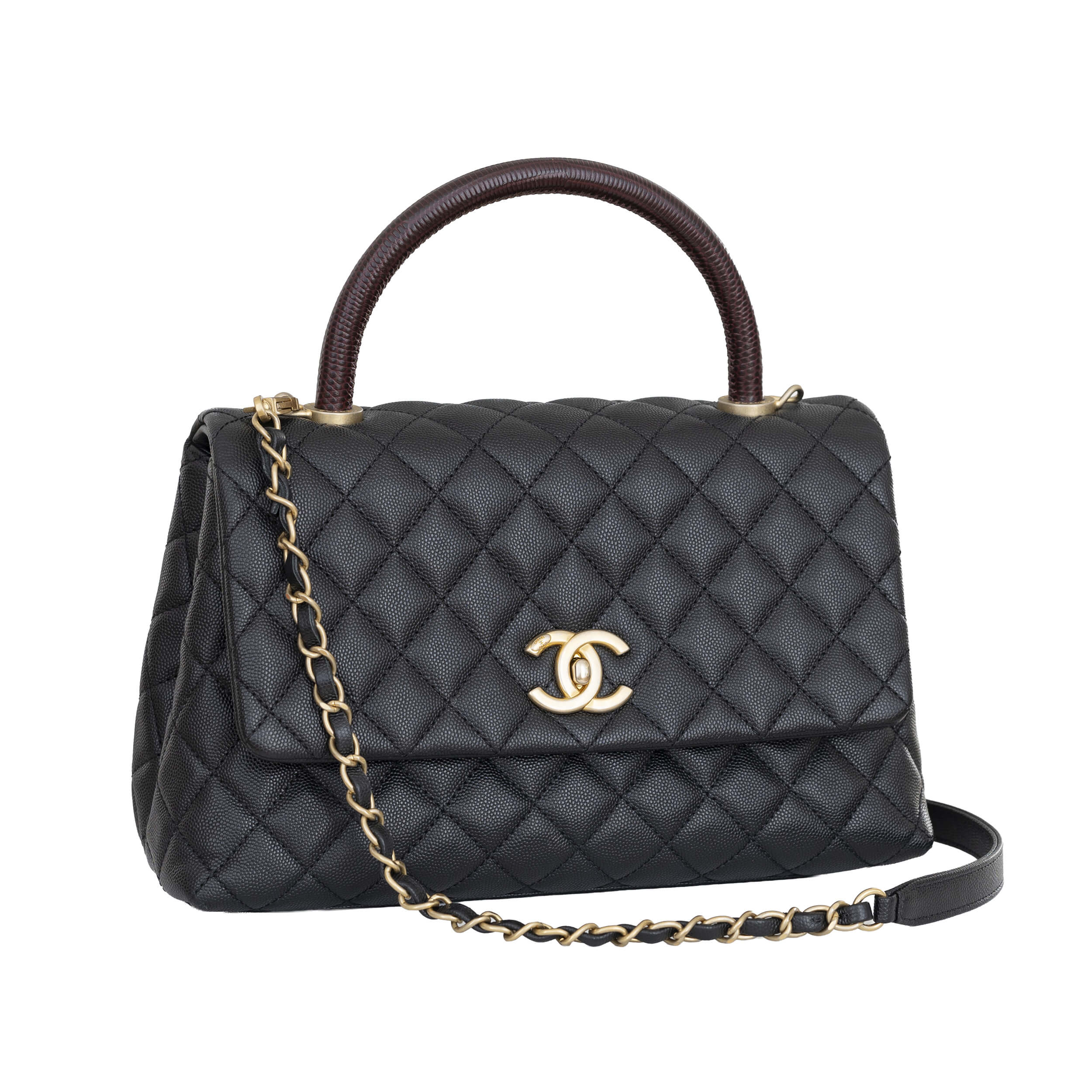 CHANEL Coco Handle Medium Flap Bag Schwarz Pre-Loved 1225150 0