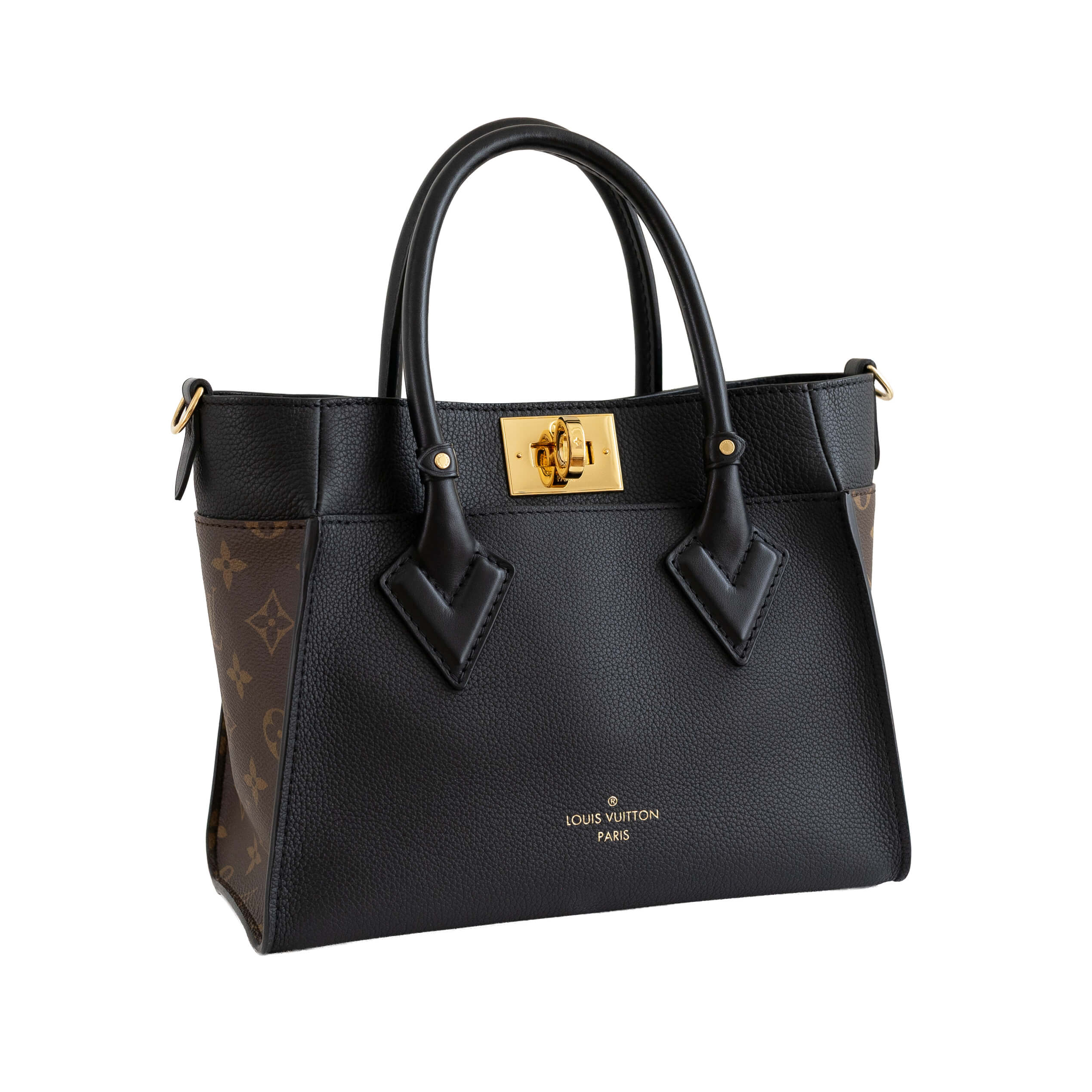 Louis Vuitton On My Side PM Monogram Canvas Noir Leder Handtasche Pre-Loved 42624 1