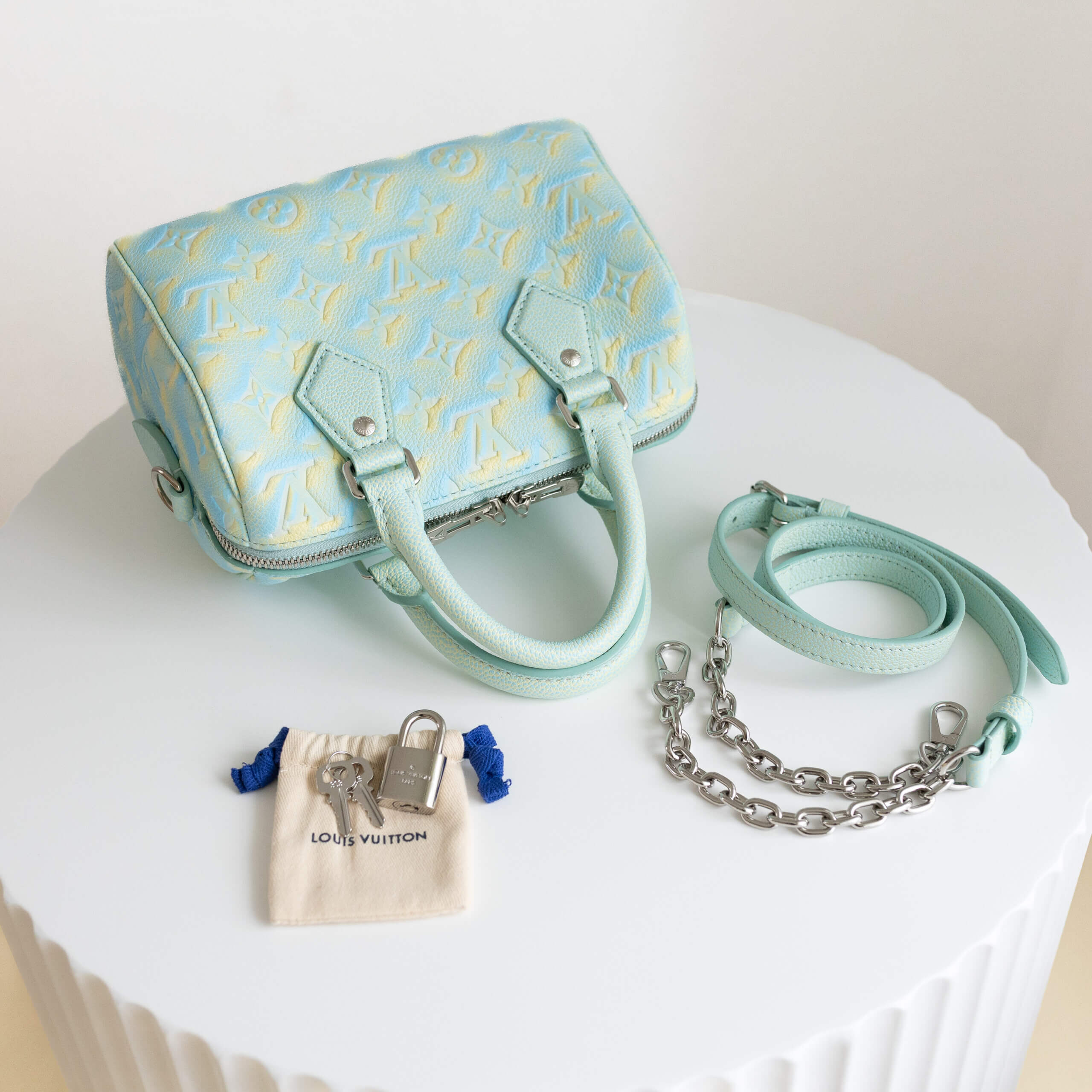 Louis Vuitton Speedy 20 Bandouliere Stardust Vert d´eau Wassergrün Pre-Loved 42622 5